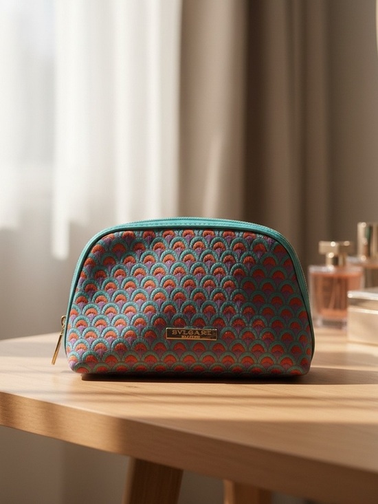 BVLGARI Parfums Handbags - Bvlgari Parfums Luxury Vibrant Peacock Embroidered Cosmetic Pouch Bag